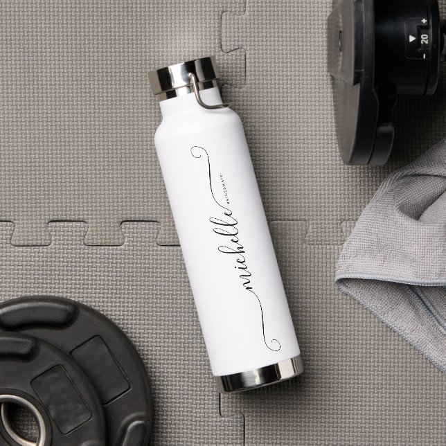 Modern Monogram Name Bridesmaid Bridal Wedding Water Bottle (Gym)
