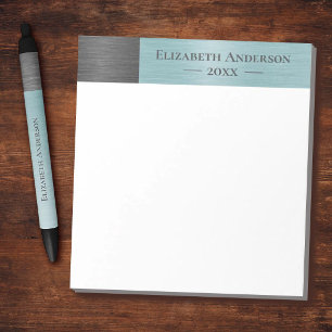 Modern Monogram Name Brushed Metal Notepad