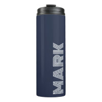 Modern Monogram Name Dark Blue White Stripes