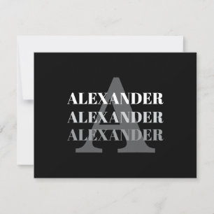 Modern Monogram Name Grey Black Card