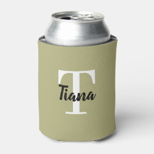 Modern Monogram Name + Initial Can Cooler