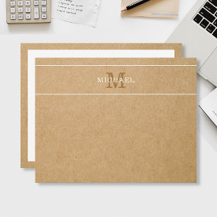 Modern Monogram Name Kraft Style Personalized Card