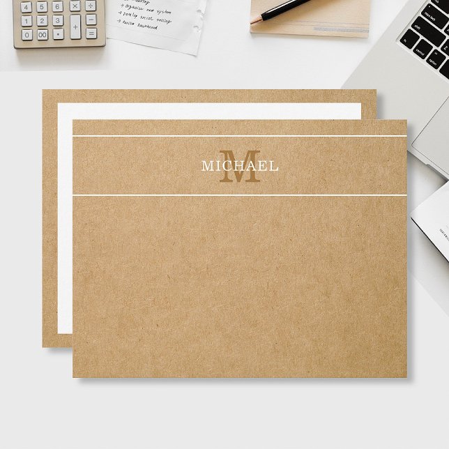 Modern Monogram Name Kraft Style Personalized Card (Creator Uploaded)