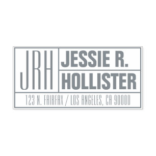 Modern Monogram Name or Business Return Address Self-inking Stamp