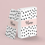 Modern Monogram Name | Pastel Pink & Black Dots Playing Cards<br><div class="desc">Modern Monogram Name | Pastel Pink & Black Dots</div>