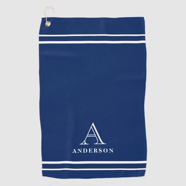 Modern Monogram Name, Personalized Golf Gift Towel (Front)