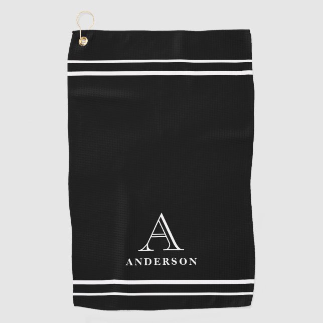 Modern Monogram Name, Personalized Golf Gift Towel (Front)
