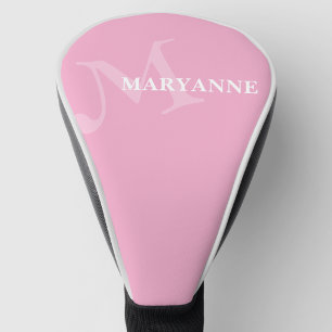 Modern Monogram Name Pink Golf Head Cover