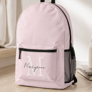 Modern Monogram Name Pink Printed Backpack