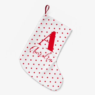 Modern Monogram Name Polka Dots Small Christmas Stocking