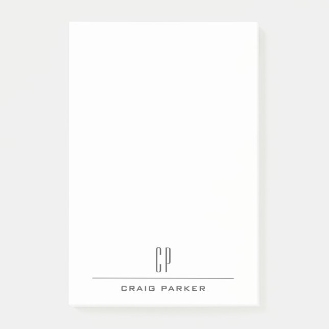 Modern Monogram Name Professional Plain Minimalist Post-it Notes (Front)