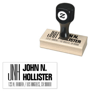 Modern Monogram & Name Return Address Rubber Stamp