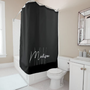Modern Monogram Name Script Black White