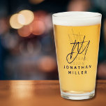 Modern Monogram Name Simple Beer Glass<br><div class="desc">Modern typography minimalist monogram name design in navy blue which can be changed to personalize.</div>