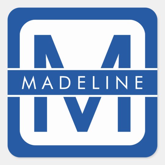 Modern Monogram & Name Square Sticker