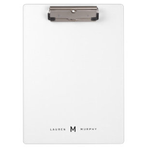 Modern Monogram Name Trendy Typography Clipboard