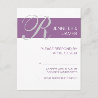 Modern Monogram Names RSVP Cards Purple