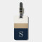 Modern Monogram Navy Blue Gold Striped Luggage Tag