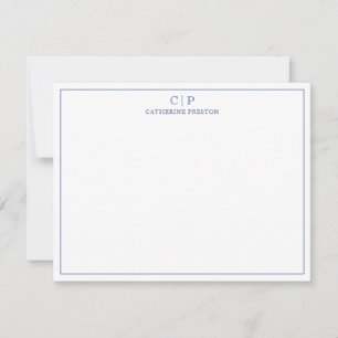 Modern Monogram Navy Blue Personal Stationery Card