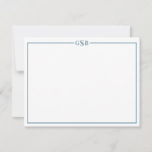 Modern Monogram Navy Blue Personal Stationery Note Card