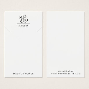 Modern Monogram Necklace Jewellery Display Card