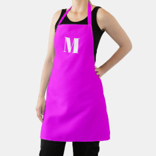 Modern monogram neon magenta custom initial letter apron