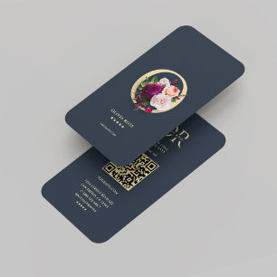Modern Monogram O Elegant Floral Black Gold Business Card