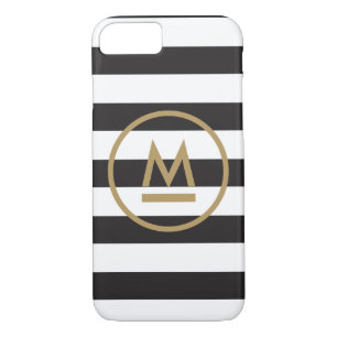 Modern Monogram on Bold Stripes Personalized Case-Mate iPhone Case