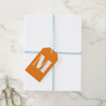Modern monogram orange white custom initial number gift tags<br><div class="desc">Custom monogram initial letter or number orange and white modern typography personalized gift tags. Customizable white initial,  orange solid colour background.
These are great for birthdays,  Christmas and holidays.
Check the rest of the collection for coordinating and matching items.
Or message me for custom design requests.</div>
