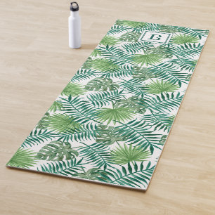 Modern Monogram Palm Leaves Pattern Yoga Mat