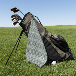 Modern Monogram Pastel Green Pattern Golf Towel