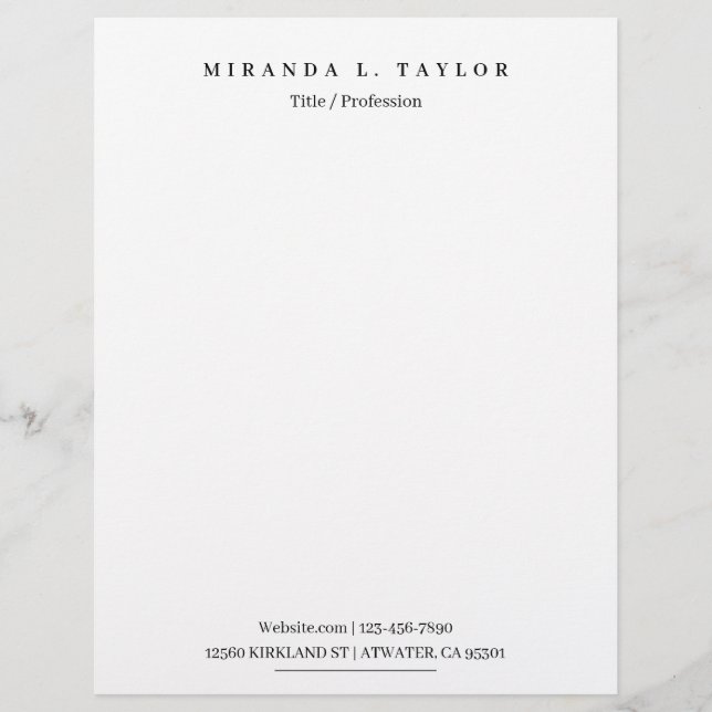 Modern Monogram Personal Business Professional  Le Letterhead (Front)