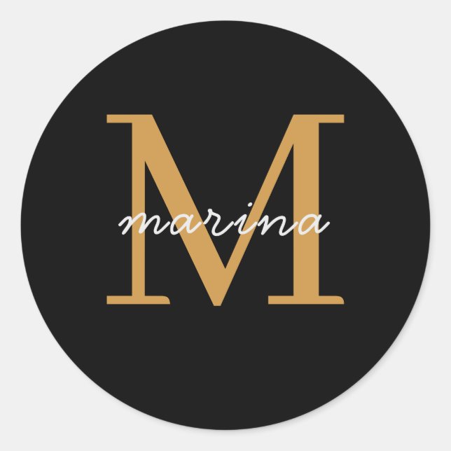 Modern monogram personalized classic round sticker (Front)