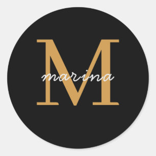 Modern monogram personalized classic round sticker