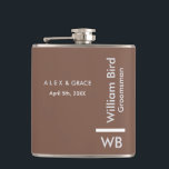 Modern Monogram Personalized Groomsman Hip Flask<br><div class="desc">This Groomsman custom design features a handwritten minimalistic confident asphalt brown hue. You can personalize the name,  title,  and groom or add your custom message! Show your Groomsman how much you love and appreciate their participation.</div>