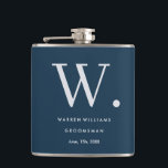 Modern Monogram Personalized Groomsman Hip Flask<br><div class="desc">This Groomsman custom design features a handwritten minimalistic confident grey background. You can personalize the name,  title,  and groom or add your custom message! Show your Groomsman how much you love and appreciate their participation.</div>