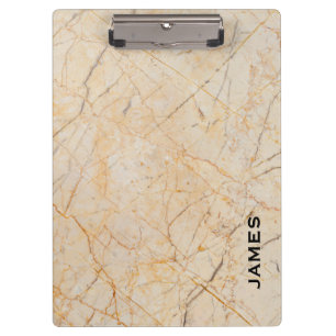 Modern Monogram Personalized Marble and Gold Clipboard