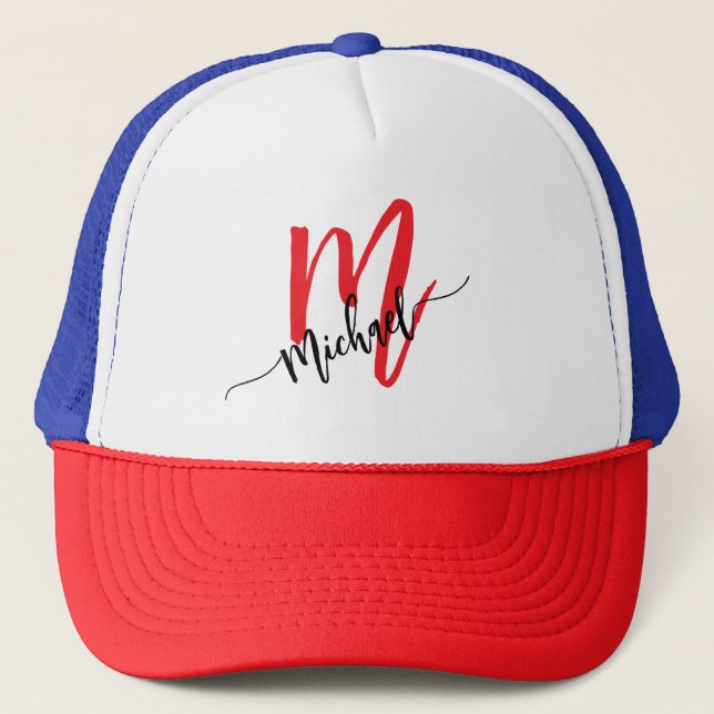 Modern Monogram Personalized Trucker Hat (Front)