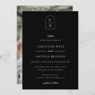 Modern Monogram Photo Arch Wedding Invitation