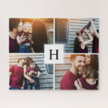 Modern Monogram Photo Collage Jigsaw Puzzle<br><div class="desc">Personalize it with your wedding date,  family name,  or any text of your choice for a beautiful and unique gift and keepsake.</div>