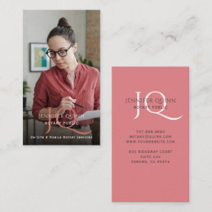 Modern Monogram Photo Notary Public Business Card
