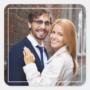 Modern Monogram Photo Square Sticker