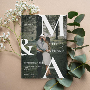 Modern Monogram Photo Wedding Invitation
