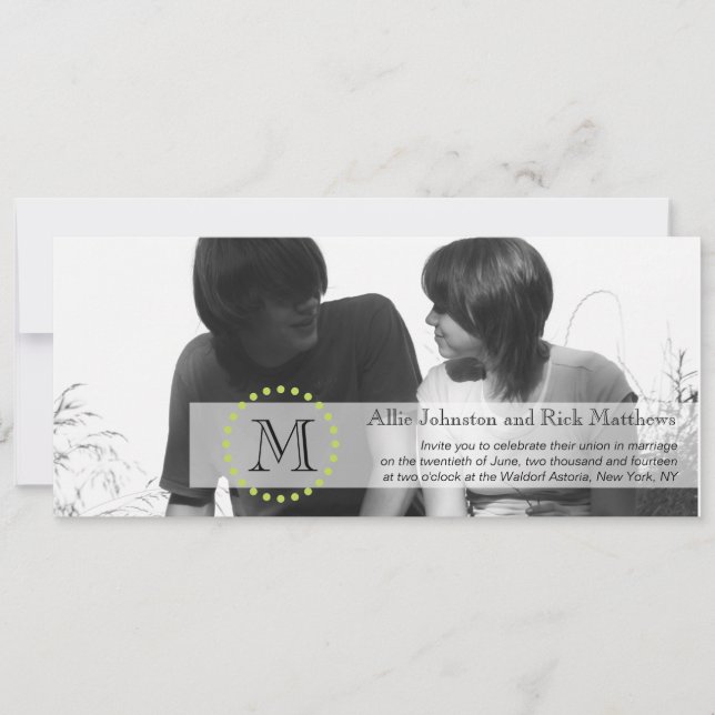 Modern Monogram Photo Wedding Invitations Black (Front)