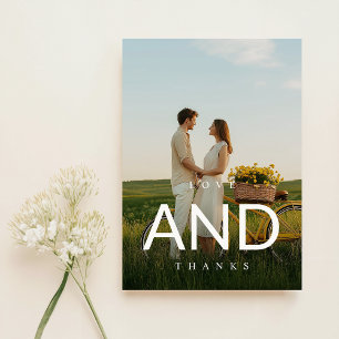 Modern Monogram Photo Wedding Thank You Card
