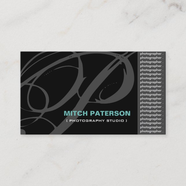 Modern Monogram Photographer Business Cards (Front)