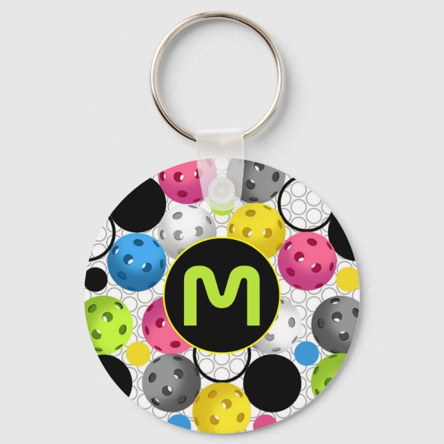 Modern Monogram Pickleballs Keychain (Front)