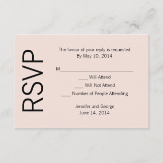 Modern Monogram - Pink and Black RSVP Card