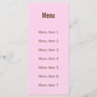 Modern Monogram - Pink and Brown Menu