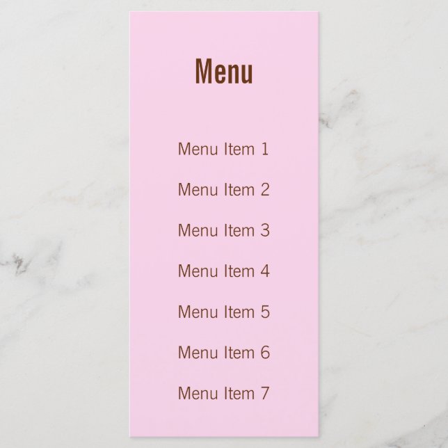 Modern Monogram - Pink and Brown Menu (Front)
